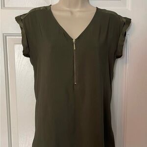 Express Satin Grammercy Tee Half-Zip Women's Size Small S